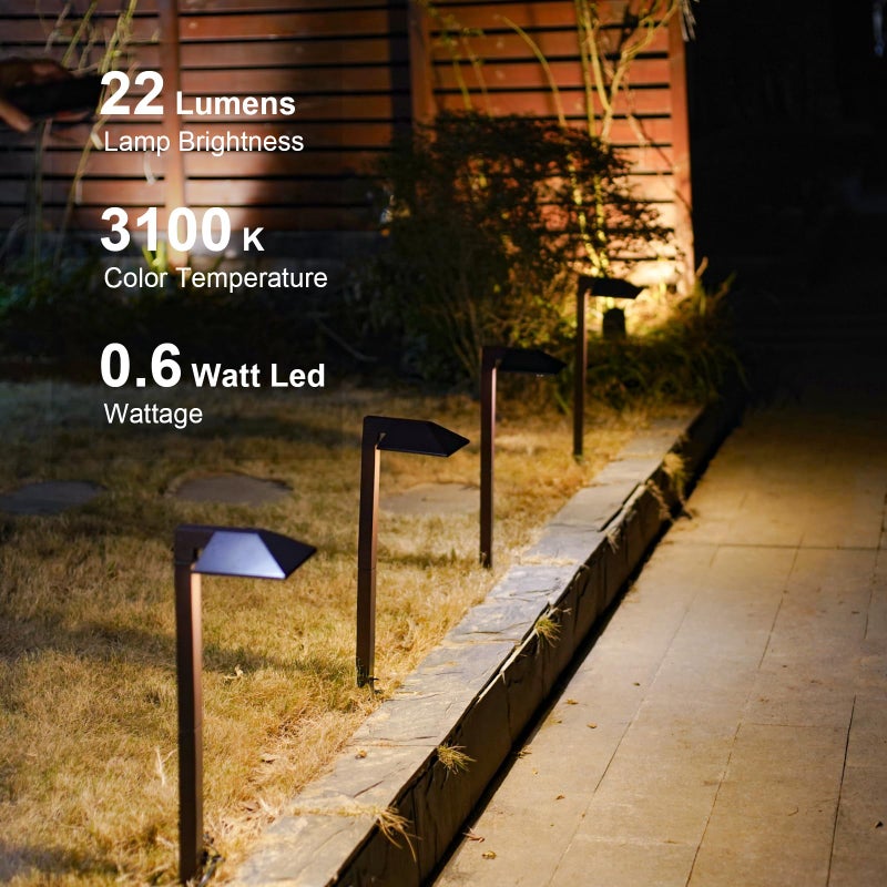 GOODSMANN Low Voltage Landscape Path Lights 8PK Kit 0.6W LED Sidewalk Landscape Lighting 22 Lumen Outdoor Electric Walkway & Pathway Lights Wired Bronze Finish 3100K Warm White with Cable Connectors - Image 2
